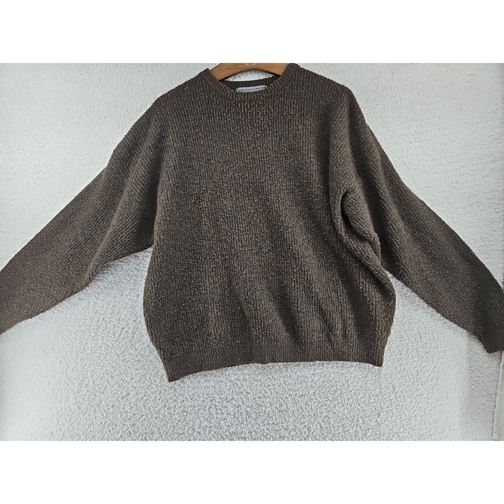Le Collezioni Structure Mens Wool Blend Sweater Sz XL Chocolate Brown Has Flaw